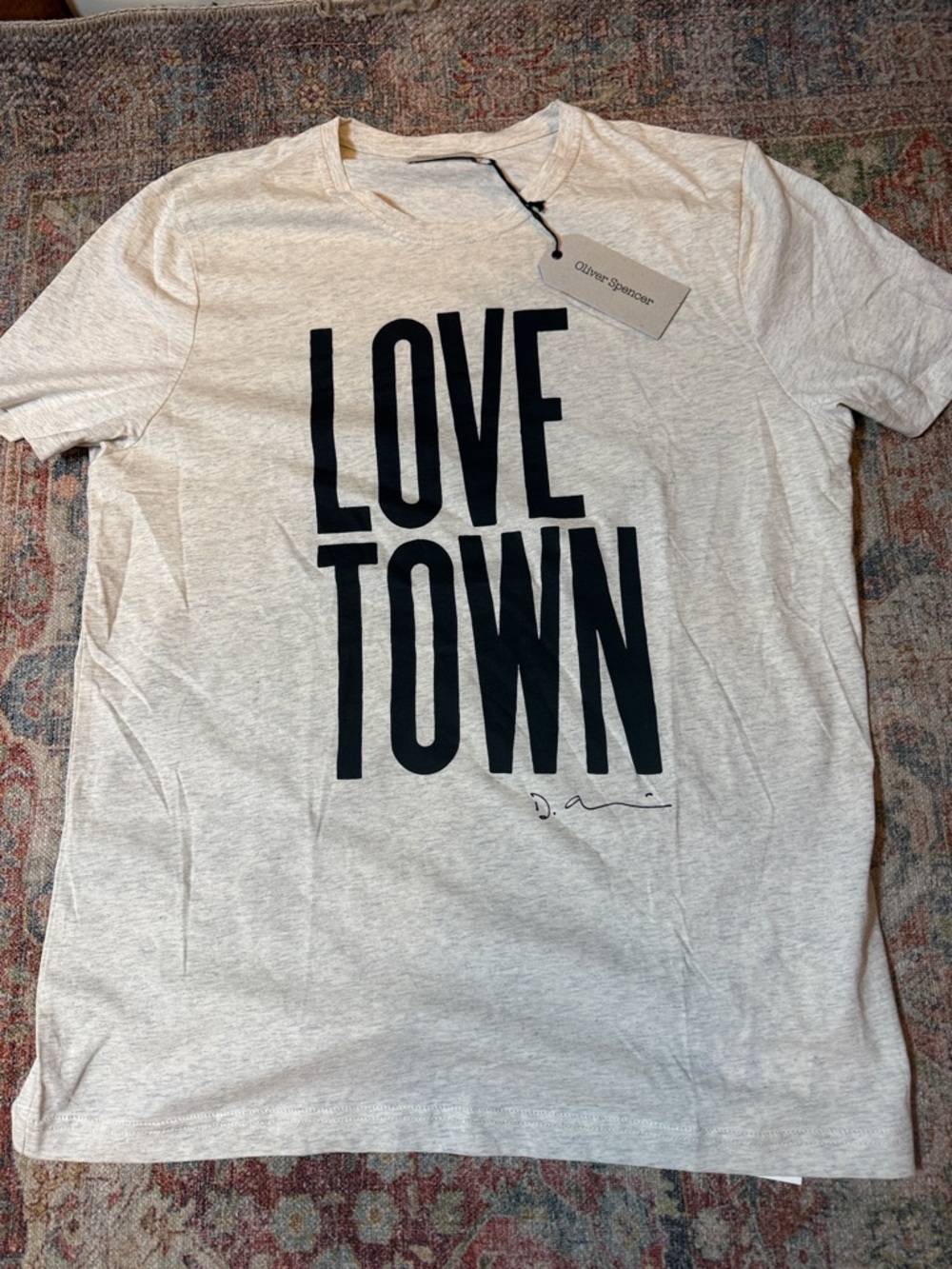Oliver Spencer LOVE TOWN Graphic Tee - Oatmeal with Black Print